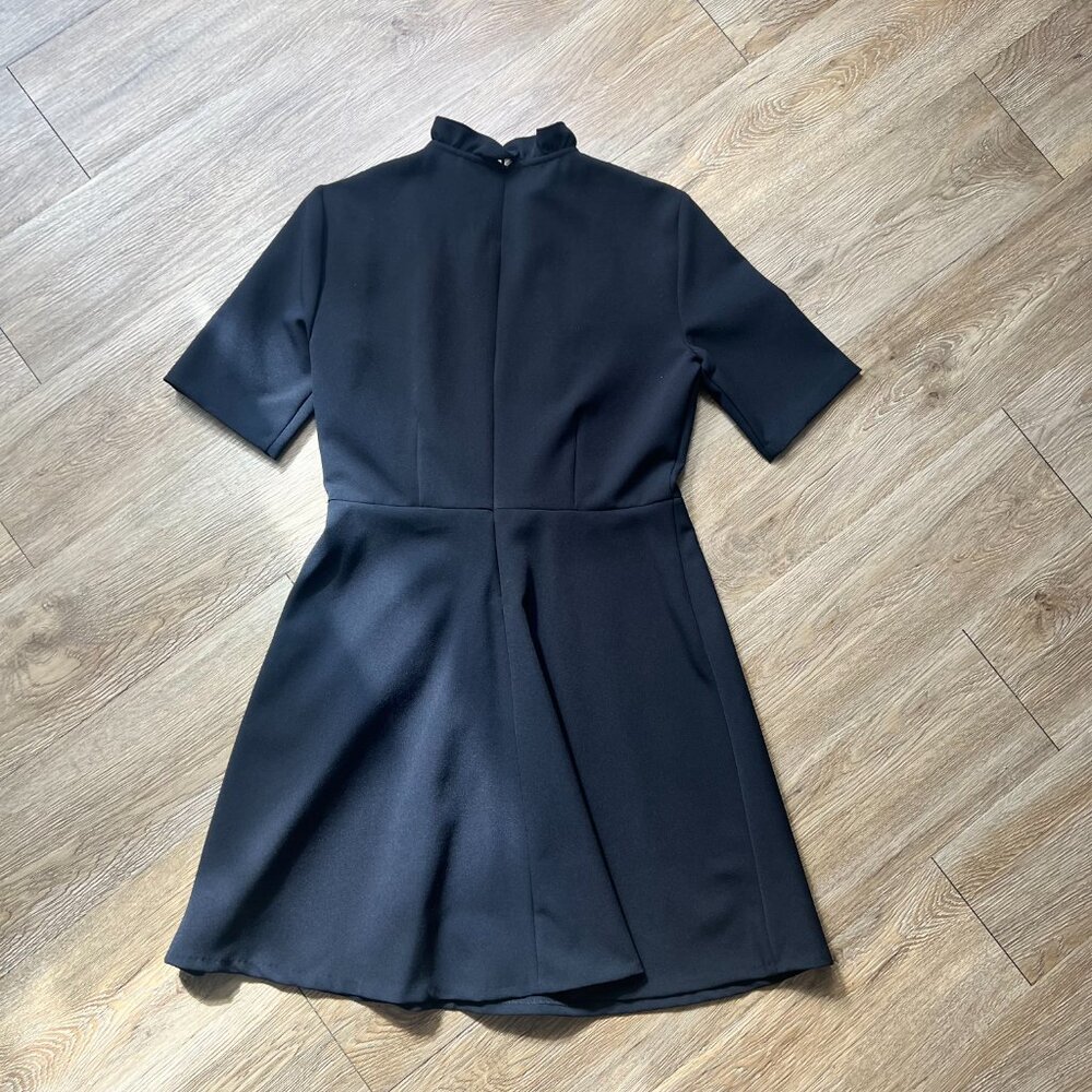 Zara Dress Womens Medium Lace Front A-Lined Mock Neck Pretty Little Black Skater - Picture 2 of 5